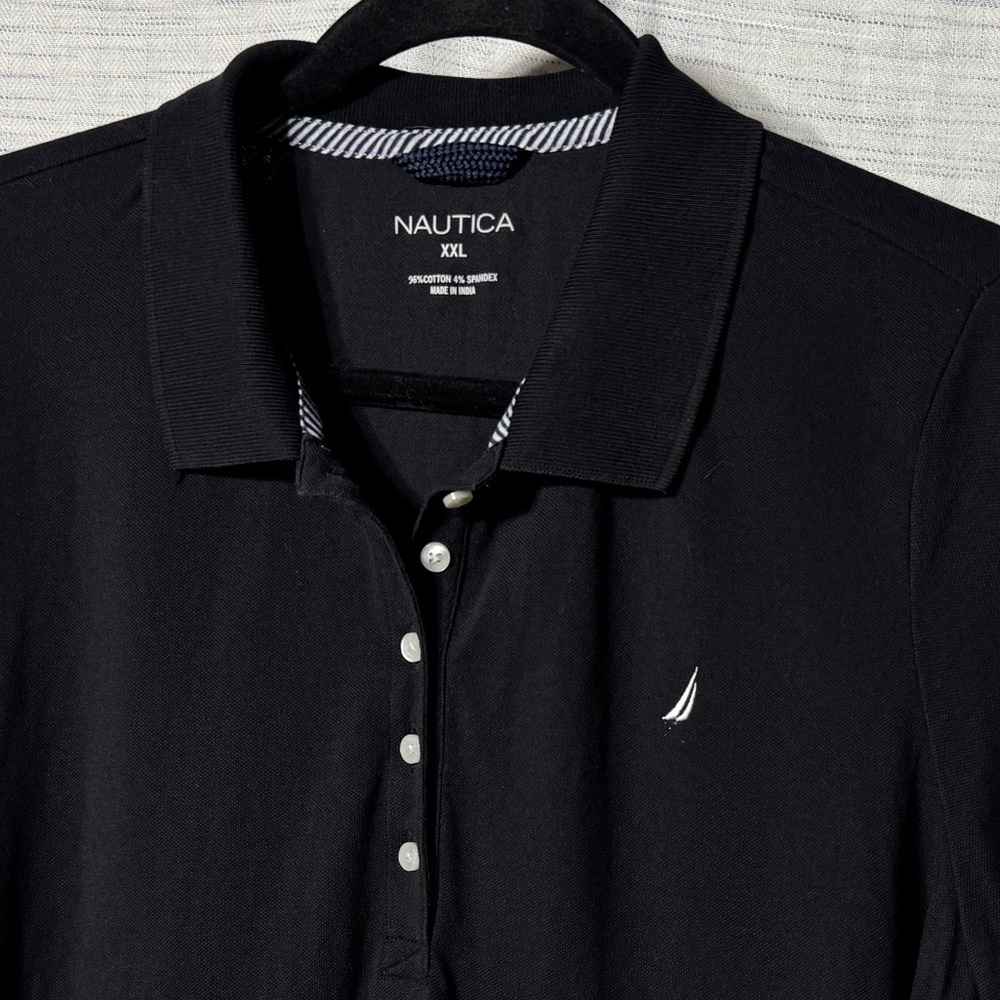 Nautica Women's Black Pique Polo Shirt - Picture 5 of 6